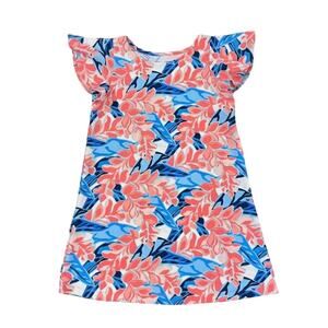 NWT Pappagallo Girls' Pink, Blue &White Floral Flutter Sleeve Dress - L (10/12)